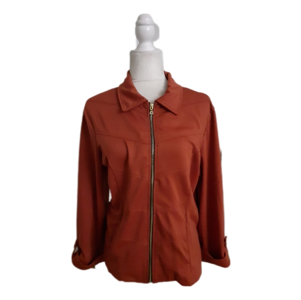 Lavender & Honey Womens Jacket  Orange Fall Zip Jack size M